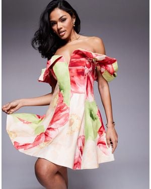 EVER NEW Structu Shoulders Mini Dress - Red