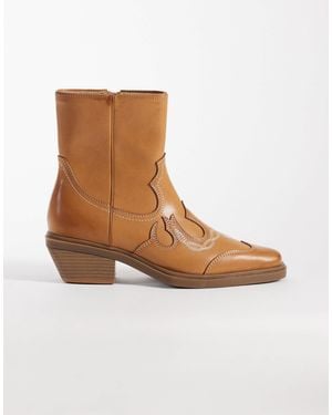 ASOS Western Boots With Cuban Heels - Brown