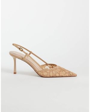 Mango Lace Heeled Slingback - White