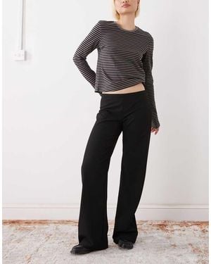 Weekday Flared Suiting Trousers With Side Zip - Black
