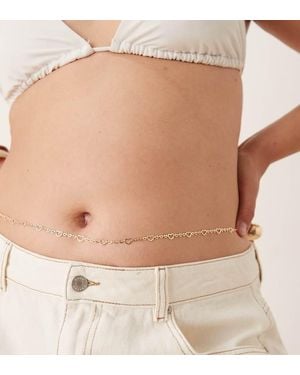 ASOS Asos Design Curve Belly Chain With Heart Details - Natural
