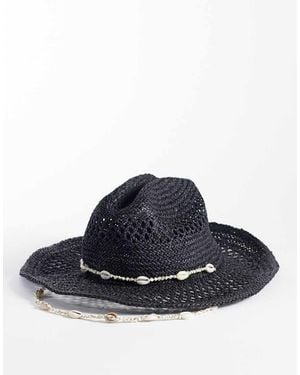 River Island Straw Hat With Coin Detail - Blue