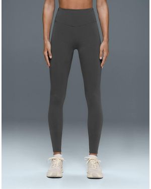Oysho Cotton Blend High-Rise Ankle-Length Leggings - Grey
