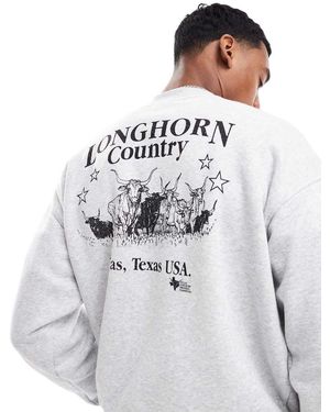 Cotton On Sudadera Gris Jaspeado De Corte Cuadrado Con Estampado Gráfico "Country Star" De - Blanco