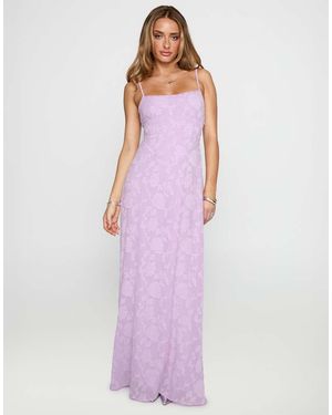 Princess Polly South Of France Floral Devore Square Neck Corset Lace Up Back Detail Maxi Dress - Purple