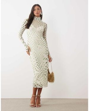 AFRM Shailene Vestito Midi Fasciante A Collo Alto - Bianco