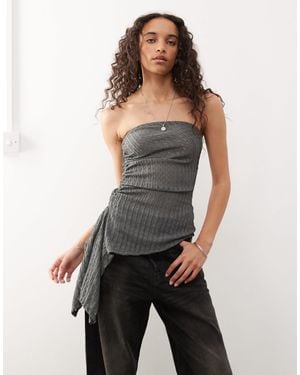 Collusion Asymmetrical Bandeau Top - Gray
