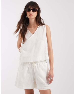 JJXX Co-ord Top With Tie Detail - White