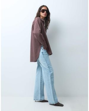 ASOS Dipped Hem Oversized Shirt - Blue