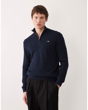GANT Pull texturé avec col à fermeture éclair - Bleu