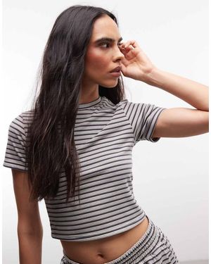 CERNUCCI Crop Top Morbido Al Tatto Grigia A Doppia Riga - Grigio