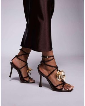 ASOS Nobel Flower Detail Caged High Heeled Sandals - Purple