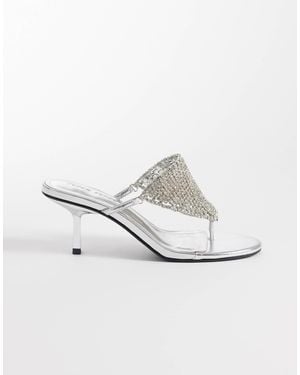 Public Desire Mima Kitten Heel Sandals With Embellishment - White