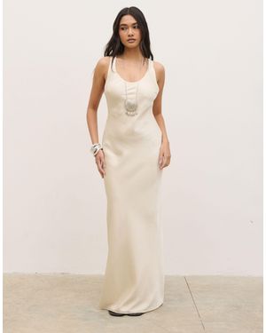 Pretty Lavish Satin Racer Back Maxi Slip Dress - White