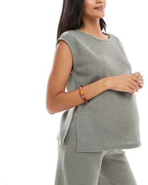 Mama.licious Mamalicious Maternity Knitted Split Side Top Co-ord - Grey
