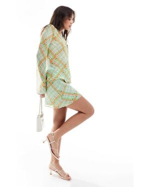 Mango Co-ord Check Skirt - Green