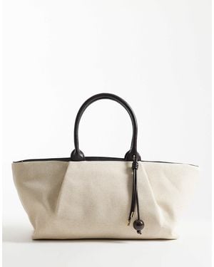 Mango Large Structured Slouch Shoulder Bag - Natural
