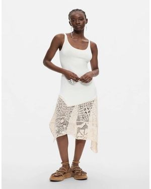 Desigual Asymmetric Crochet Dress - Natural