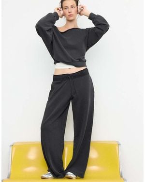 Stradivarius Washed Effect Straight-leg jogger Trousers - Blue