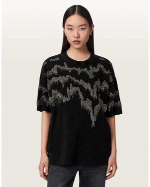 AllSaints – maia etta – t-shirt - Schwarz