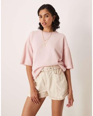 ASOS Camiseta Holgada De Punto Flameado De - Rosa