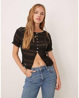 Vrg Grl Sofia Shirred Detail T-shirt Top - Blue