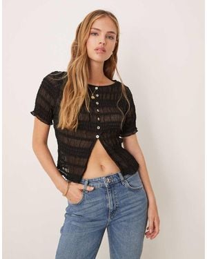Vrg Grl Sofia Shirred Detail T-shirt Top - Blue