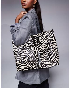River Island Ponyhair Shopper Bag - Grey
