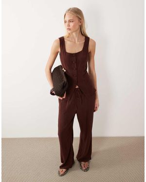 Miss Selfridge Linen-blend Waistcoat - Brown