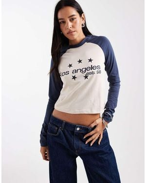 Daisy Street Raglan Long Sleeve Baby Tee - Blue