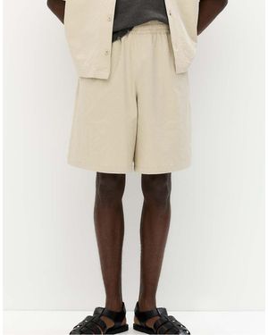 Pull&Bear Seersucker Jogger Bermuda Shorts - Natural