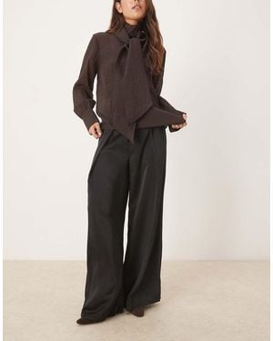 NARRATED High Waisted Wide Leg Trousers - Black