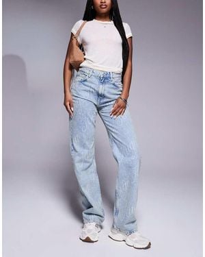 HUGO Hugo Logo Printed Straight Fit Jeans - Blue