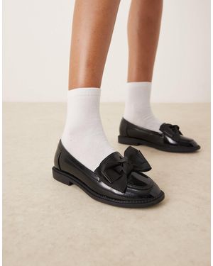 Asos Design Wide Fit – memphis – flache schuhe mit schleifendetail - Schwarz