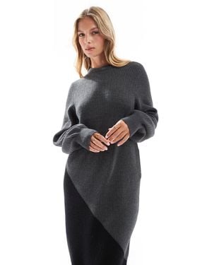 Object Colourblock Knitted Maxi Dress - Grey