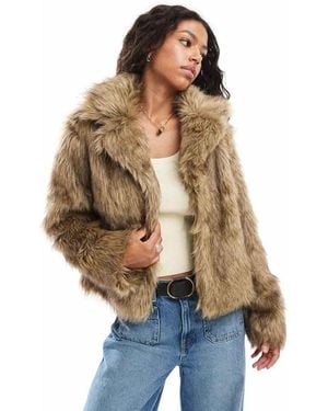 Brave Soul Faux Fur Short Jacket - Blue