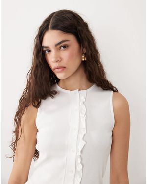 Miss Selfridge – durchgeknöpftes tanktop - Weiß