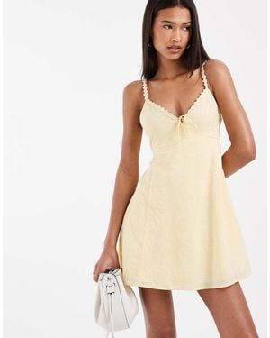 Hollister V Neck Button Through Mini Dress - Natural