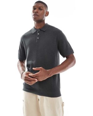 Jack & Jones Short Sleeve Knitted Polo - Grey