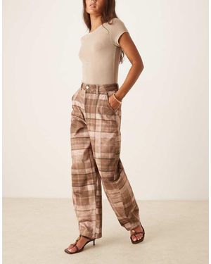 ASOS Laundered Barrel Leg Trousers - Natural
