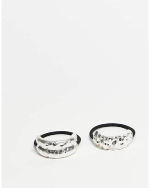 ASOS Pack Of 2 Hairbands With Hammered Design Cuff - White