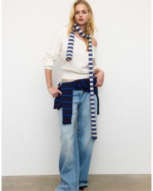 Stradivarius Pull en maille à col bateau - écru - Bleu