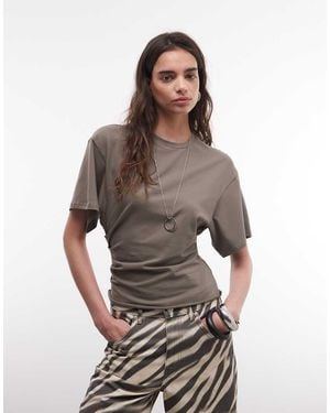 Weekday Cinched Waist T-shirt - Brown