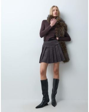 Threadbare Pleated Mini Skirt - Grey