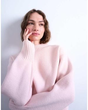 TOPSHOP Knitted Chunky All Needle Clean Crew Jumper - Pink