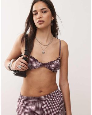 Motel Tiga Gingham Bralette Co-ord - Brown