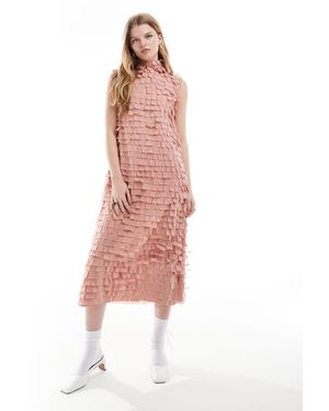 Ghospell Midaxi Jurk Met Textuur - Roze