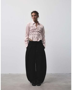 Pull&Bear Camicia A Righe Arricciata Cipria - Rosa
