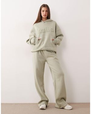Kaiia Cotton Rich Wide Leg Trackies - Gray