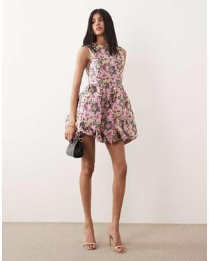 Sister Jane Sweet Blossom Jacquard Sleeveless Bubble Skirt Mini Dress - Pink
